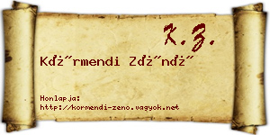 Körmendi Zénó névjegykártya